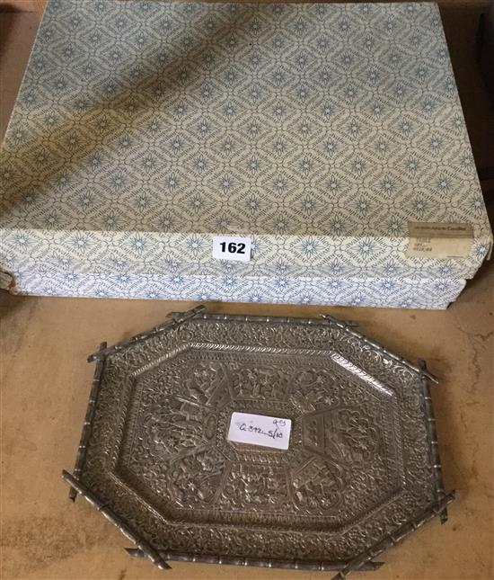 Indian silver tray, plated place mats & tray